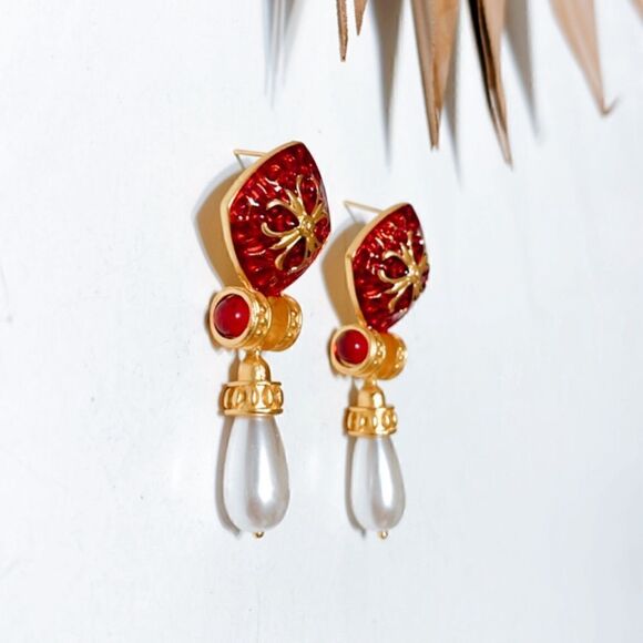 Vintage pearl drop earrings #984 - Picture 3 of 4